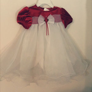 Velvet Red and White Dress